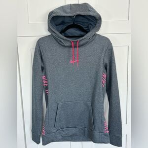 Nike Dr-Fit Women's Speckled Gray Hoodie with Hot Pink Details - S - EUC